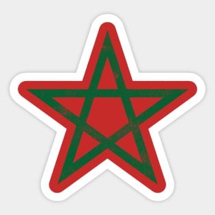 Morocco / Vintage Look Flag Star Design Sticker